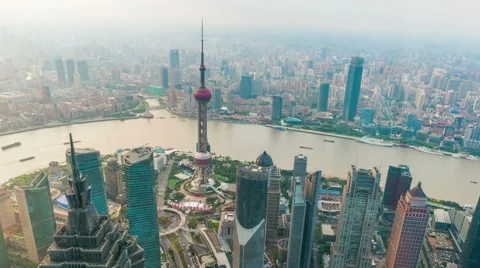 Tower 470 meter the Oriental Pearl is one of Shanghai's tallest buildings Vídeos de archivo 57244529