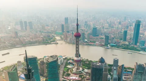Tower 470 meter the Oriental Pearl is one of Shanghai's tallest buildings Stock-Footage 57247788