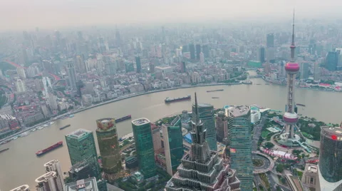 Tower 470 meter the Oriental Pearl is one of Shanghai's tallest buildings 스톡 동영상 57408371