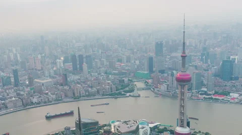 Tower 470 meter the Oriental Pearl is one of Shanghai's tallest buildings Vídeos de archivo 57410731