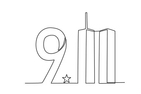 A tower, 911, and a star Stock Illustration