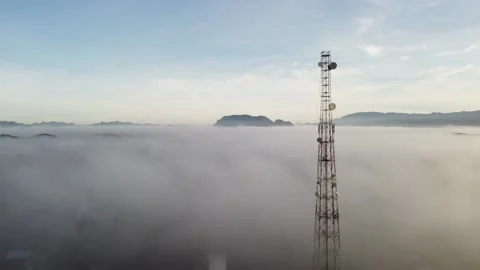Tower above the clouds aerial video Stock Footage 170400936