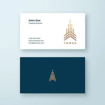 Tower Abstract Geometry Minimal Vector Sign, Symbol or Logo and Business Card Stockillustratie