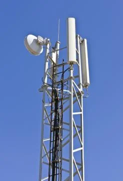 Tower with aerials of cellular Stock Photos