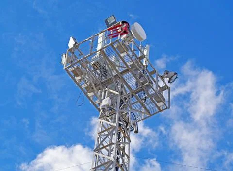 Tower with aerials of cellular Stock Photos
