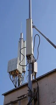 Tower with aerials of cellular Stock Photos
