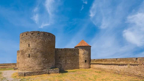 Tower among a old castle yard Stock Footage 340884191