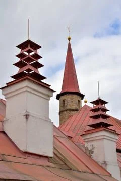 Tower and pipe Priory Palace in Gatchina Stock Photos