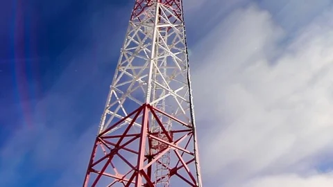 Tower and sky. clouds and height tower. Telecoms transmitter on sky and clouds. Stock Footage 70291336