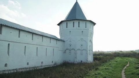 The tower and the wall of the monastery Stock Footage 163567214