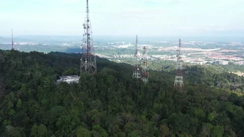 Tower with antennas - technology transmitter - communication  wireless Stock Footage 151565864