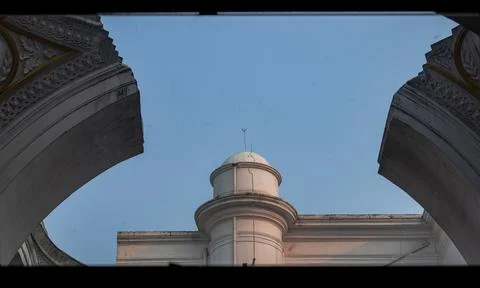 Tower architecture through a window Stock Photos