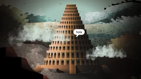 Tower of babel with people speaking multiple languages Stock-Footage 327503460