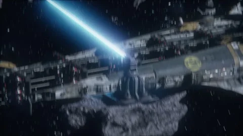 Tower-Based Weapon System Launching Laser Strike Video stock 309318662