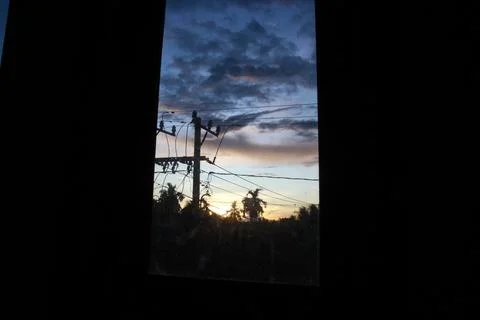 Tower from behind the window Stock Photos