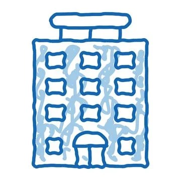 Tower-block Building doodle icon hand drawn illustration Ilustración de archivo