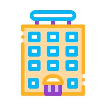 Tower-block Building Vector Sign Thin Line Icon Ilustración de archivo