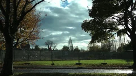 Tower Block Demolition Site Bird Fly past Stock Footage 14816448