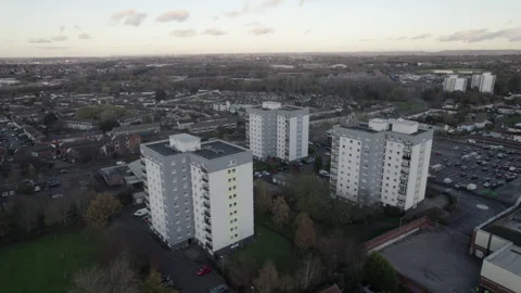 Tower blocks in the Hartcliffe district of Bristol, UK. Stock Footage 293097846