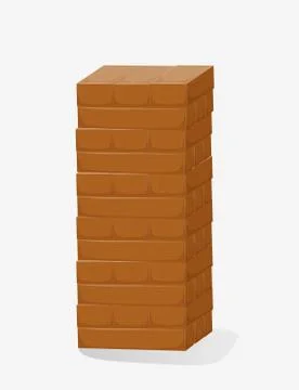 Tower of blocks made of wooden bricks. The concept of the geometric design Stock Illustration