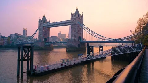 Tower Bridge across the River Thames in London, UK. Stock Footage 113658141