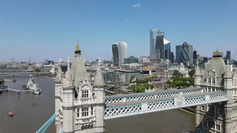 Tower Bridge Aerial Shot Video stock 140975737