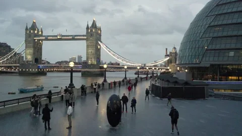 Tower Bridge and City Hall London UK Stock Footage 228719086