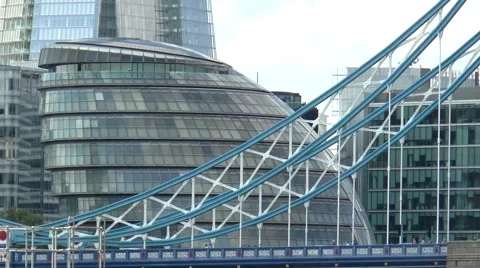 Tower Bridge and County Hall London Stock Footage 41814256