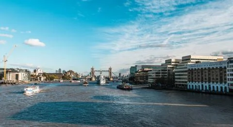Tower bridge and the Hms Belfast Warship in London Stock Photos