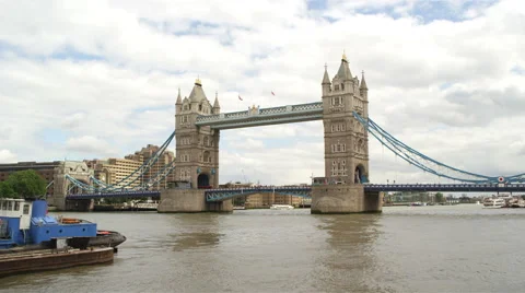 Tower Bridge and the River Thames, London, England, UK. Stock Footage 63910794
