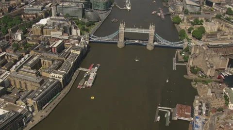 Tower Bridge and River Thames Aerial London Stock Footage 67961891