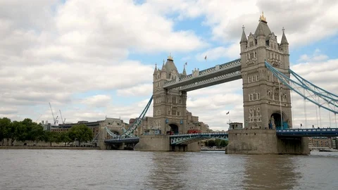 Tower Bridge and the River Thames, London Stock Footage 101898623