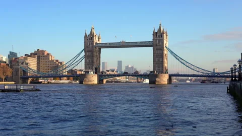 Tower Bridge and river Thames , London, UK Video stock 236453585