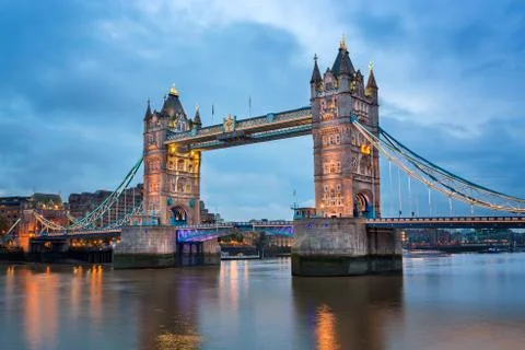 Tower Bridge and River Thames in the Morning, London, United Kingdom Stock Photos