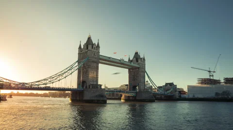 Tower Bridge and Thames River Sunrise in Time-lapse Stock Footage 36568555
