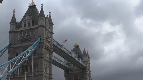 Tower bridge and uk flag Stock Footage 83794341