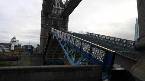 Tower Bridge being open at dusk ,London United Kingdom Stock Footage 64897729
