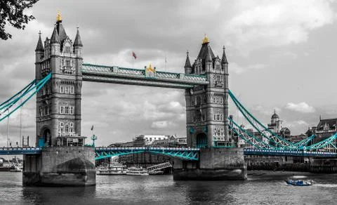 Tower Bridge Black and White London England Stock Photos