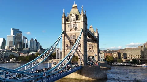 Tower Bridge Close-Up under Bright Blue Sky Stock Footage 346092057