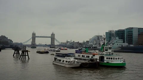 Tower Bridge on a cloudy day - ELS Stock Footage 72861144