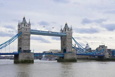 Tower bridge on a cloudy day Stock Photos