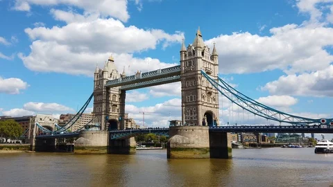 Tower Bridge crossing the River Thames in London, United Kingdom Stock Footage 125188113