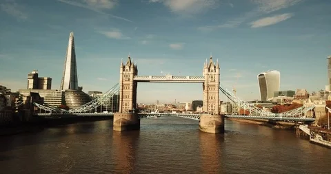 Tower Bridge by drone - 4K Stock Footage 98330258