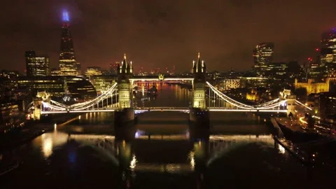 Tower Bridge - Drone - 4K Stock Footage 144352846