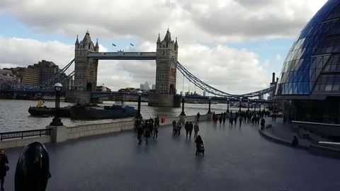 Tower Bridge during rainy evening. Stock Footage 73446810