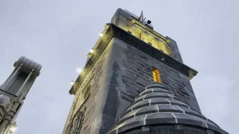 Tower on the bridge at the evening Stock Footage 164535094
