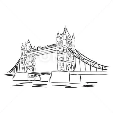 106 London Tower bridge pencil as a greeting card. - Printed as a greeting  card 6 by 4 inches approx with envelope in cello bag