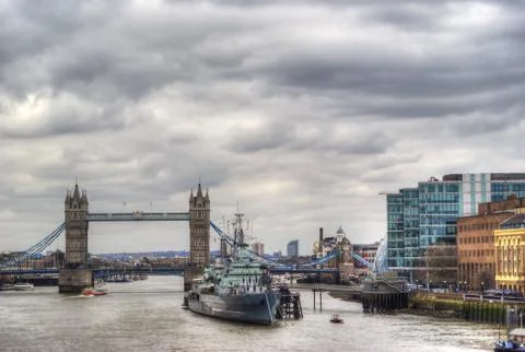 Tower bridge in hdr Stock Photos
