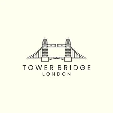 Tower bridge linear style vector illustration logo icon template design Stock Illustration