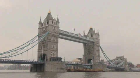 Tower Bridge London on cloudy day Stock Footage 30485552